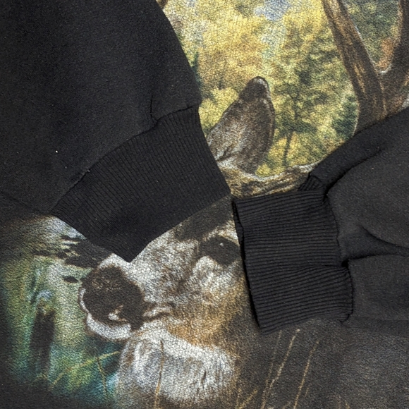 Forever Wild Vintage Crewneck Sweater black adult large wilderness deer 90's - Picture 5 of 15